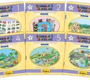 A set of six books with pictures and numbers.