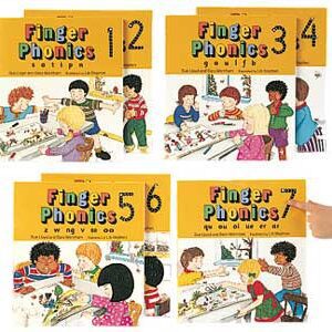A set of four books with children in different positions.
