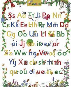 A poster of the alphabet with flowers and butterflies.