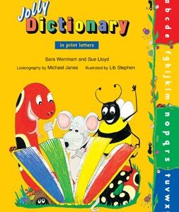 A book cover with cartoon characters and the words " children 's dictionary ".
