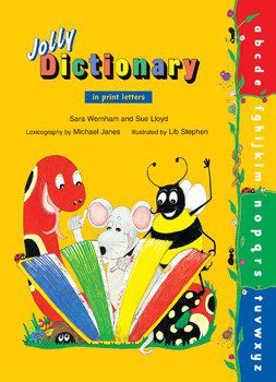 A book cover with cartoon characters and the words " children 's dictionary ".