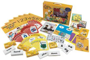 A box of cards and other materials for children.